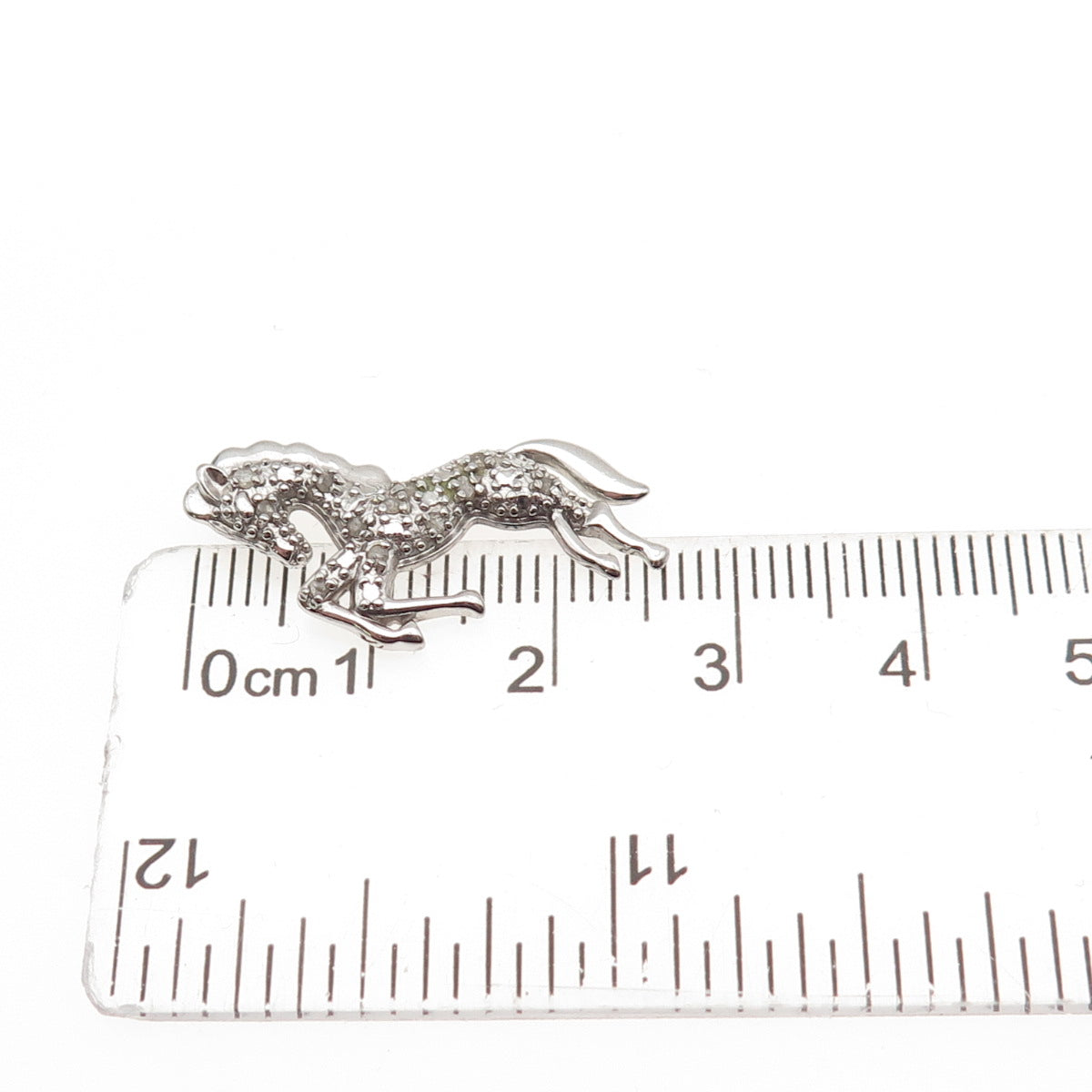Charles Winston 925 Sterling Silver Real Diamond Horse Slide Charm Pendant