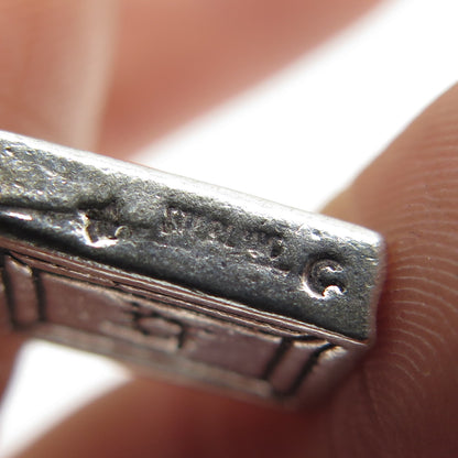 SUN WEST 925 Sterling Silver Vintage Diary Minimalist Charm Pendant