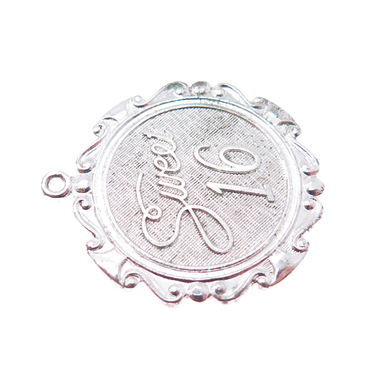 925 Sterling Silver Vintage Sweet 16 Oxidized Charm Pendant