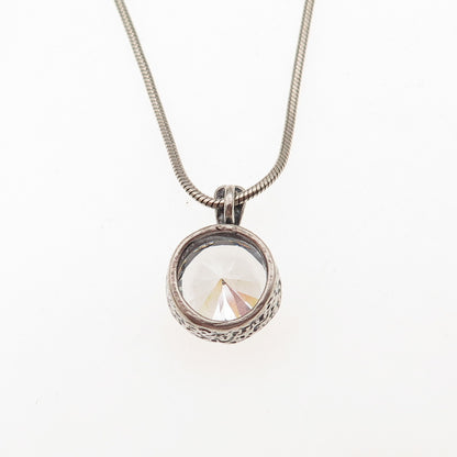 Silpada 925 Sterling Silver Vintage Round-Cut C Z Snake Chain Necklace 16-18"