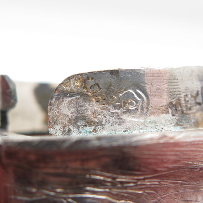 925 Sterling Silver Vintage Mexico 3D Walnut Box Pendant