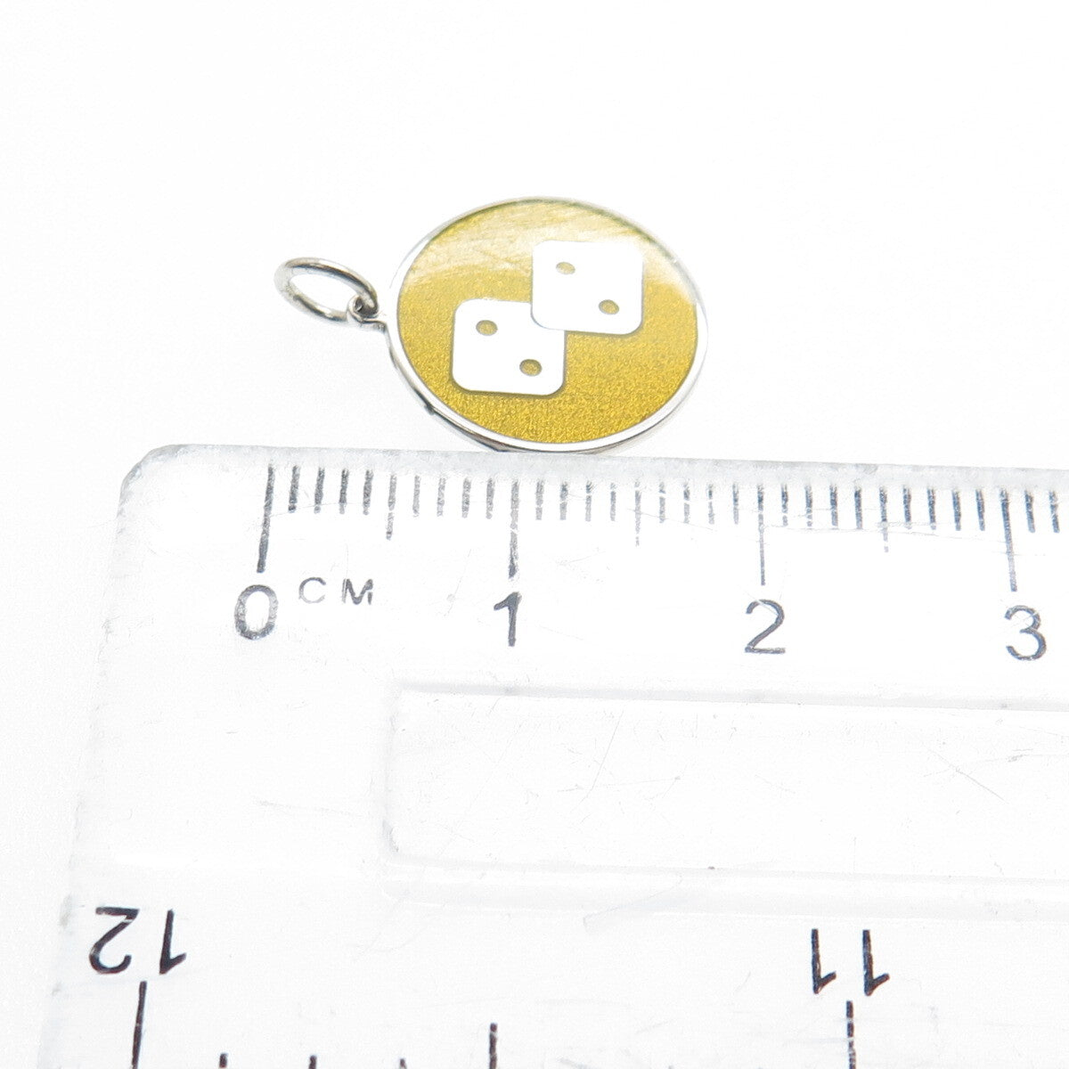 925 Sterling Silver Yellow Enamel Number 4 Lucky Dice Minimalist Charm Pendant