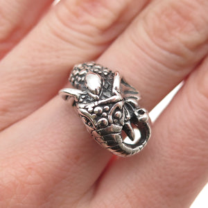925 Sterling Silver Vintage Elephant Oxidized Ring Size 7