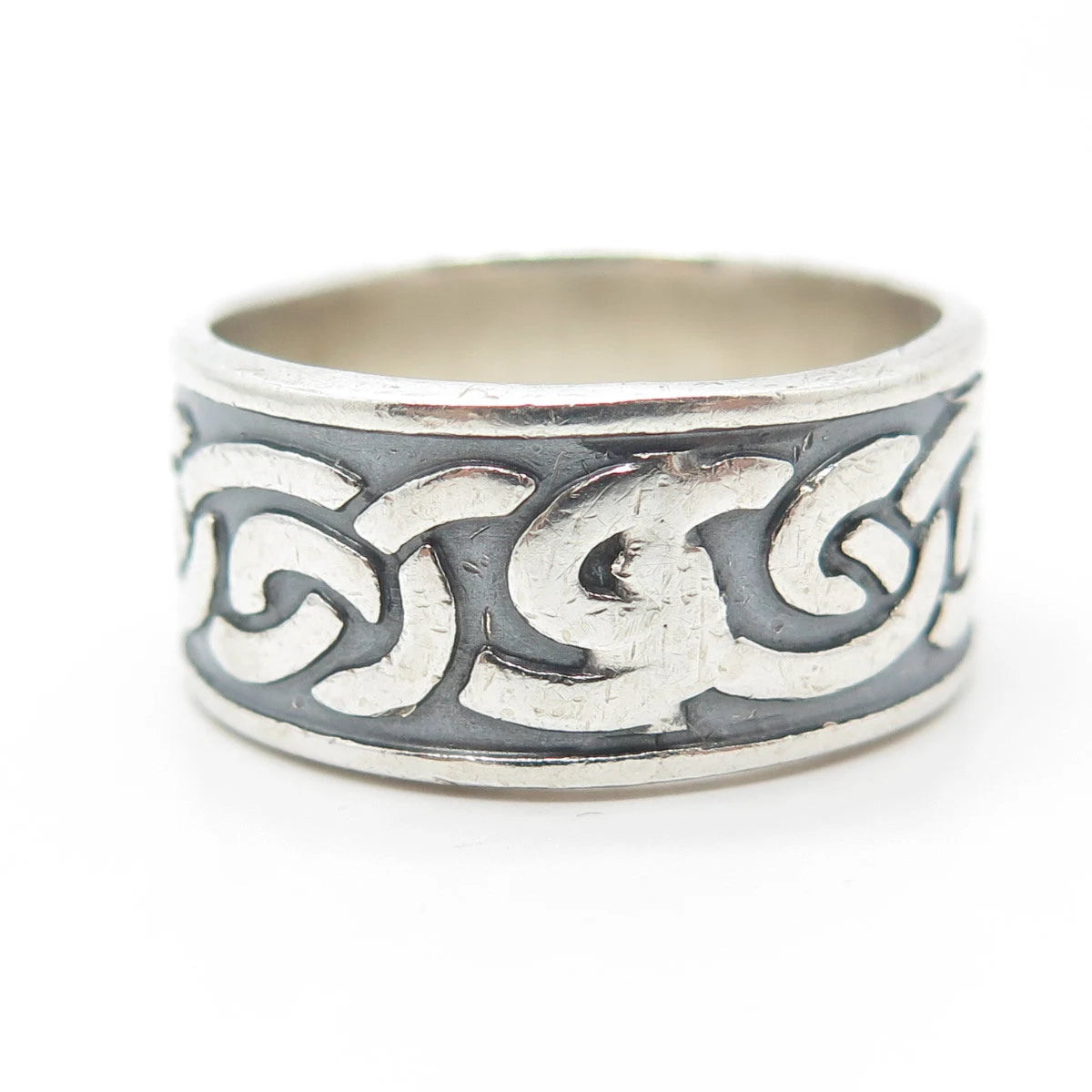 925 Sterling Silver Vintage Celtic Knot Wide Band Ring Size 13.75