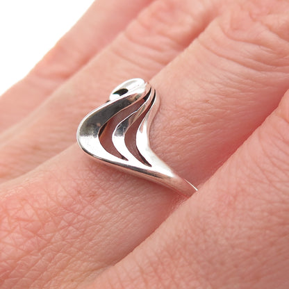 Shube 925 Sterling Silver Vintage Modernist Oxidized Ring Size 7.75