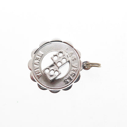 SASCO 925 Sterling Silver Vintage Las Vegas Nevada Lucky Dices Charm Pendant