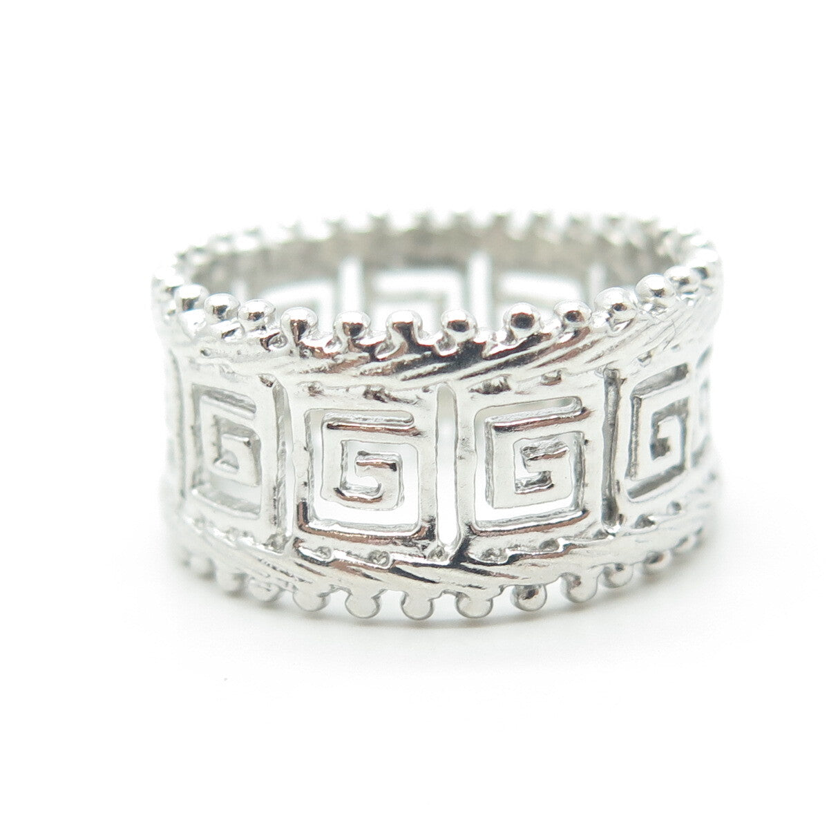 925 Sterling Silver Greek Maze Band Ring Size 9