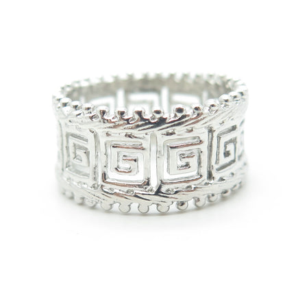 925 Sterling Silver Greek Maze Band Ring Size 9