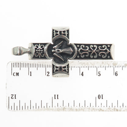 925 Sterling Silver Vintage Austria Holy Spirit Cross Oxidized Pendant