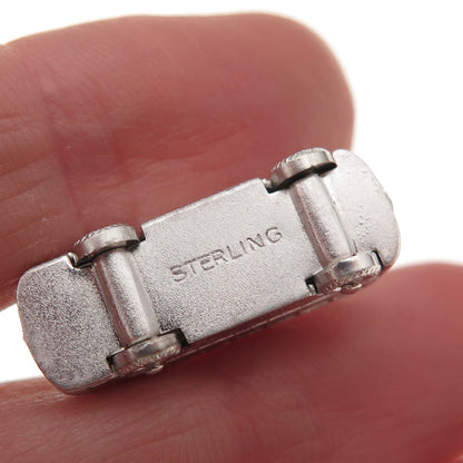 925 Sterling Silver Vintage School Bus 3D Charm Pendant