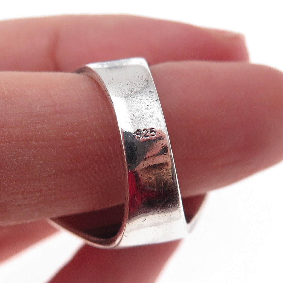 925 Sterling Silver Vintage Real Amber Modernist Oxidized Ring Size 9.25