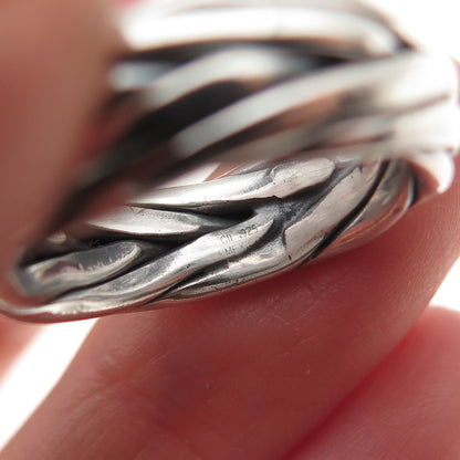 925 Sterling Silver Vintage CII Mexico Braided Oxidized Band Ring Size 7.25