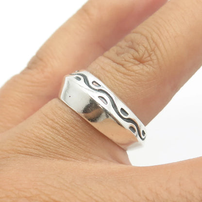 925 Sterling Silver Vintage Modernist Ring Size 7