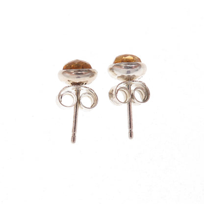 Pandora 925 Sterling Silver Real Citrine November Birthstone Stud Earrings