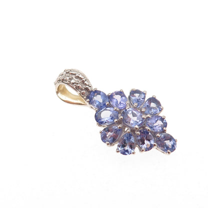 Chuck Clemency 925 Sterling Silver Real Tanzanite Cluster Charm Pendant