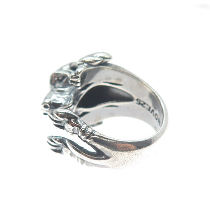 NOVE25 Sterling Silver Vintage Basset Hound Dog Adjustable Hug Ring Size 6.75