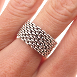Tiffany & Co. 925 Sterling Silver Vintage Somerset Mesh Ring Size 6.75