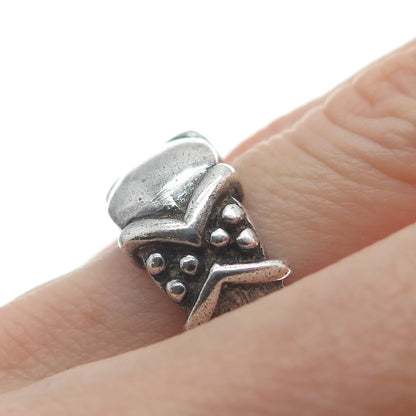 SIDNEY EVAN 925 Sterling Silver Vintage Modernist Oxidized Ring Size 5.75