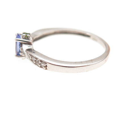 Chuck Clemency 925 Sterling Silver Real Tanzanite & White Topaz Ring Size 8