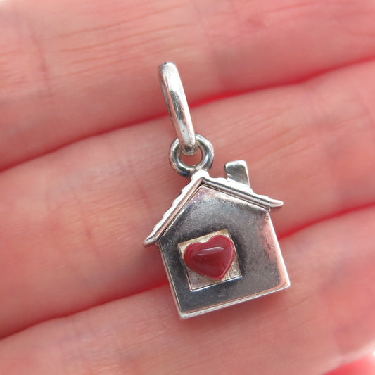 LINKS OF LONDON Sterling Silver Vintage Enamel House of Love Minimalist Pendant