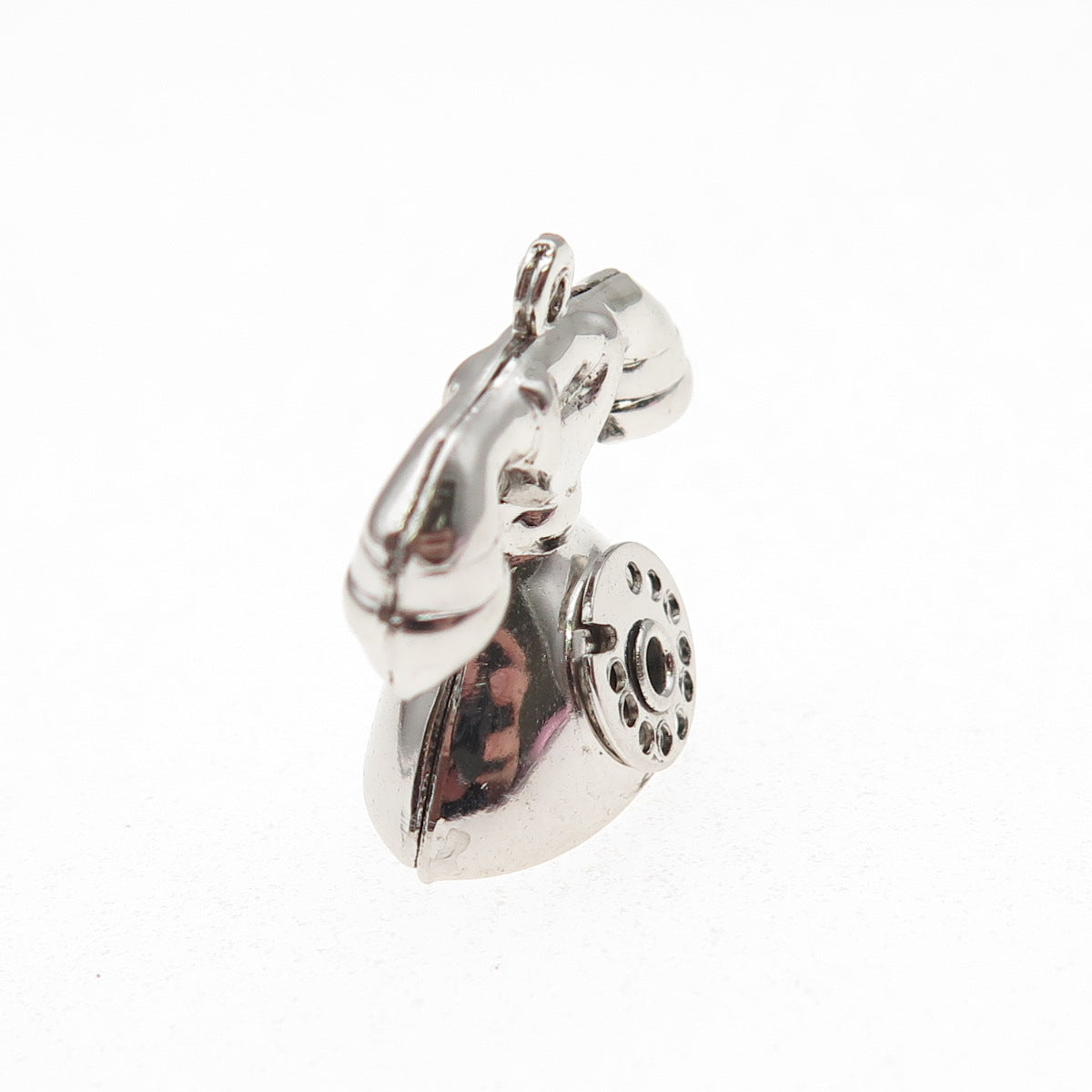 925 Sterling Silver Vintage Retro Rotary Phone 3D Mini Charm Pendant