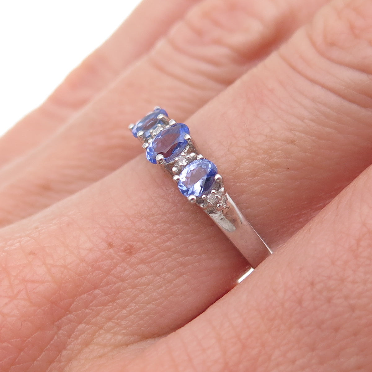 Chuck Clemency 925 Sterling Silver Real Diamond & Tanzanite Ring Size 6.25