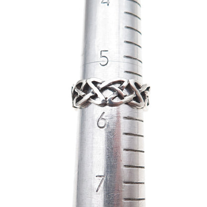 925 Sterling Silver Vintage Celtic Knot Oxidized Band Ring Size 5.75