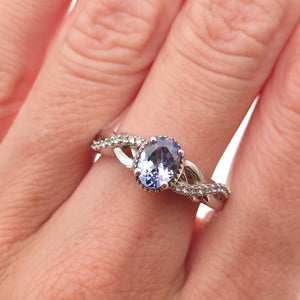 Chuck Clemency 925 Sterling Silver Real Tanzanite & White Topaz Ring Size 8