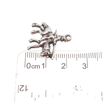 925 Sterling Silver Vintage Cowboy on Horse Oxidized Mini Charm Pendant