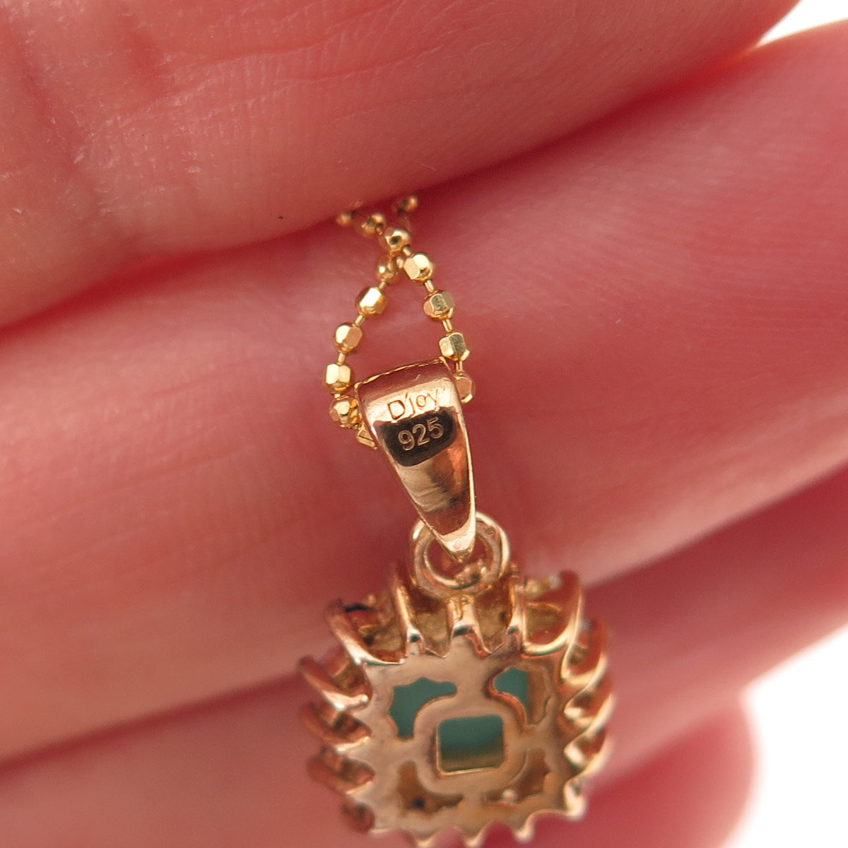 D'Joy 925 Sterling Gold Plated Real Turquoise Multi-Color Sapphire Necklace 18"