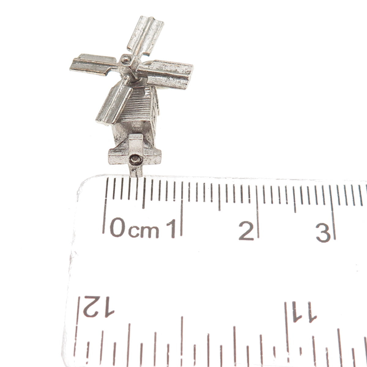 925 Sterling Silver Vintage Windmill 3D Mini Charm Pendant
