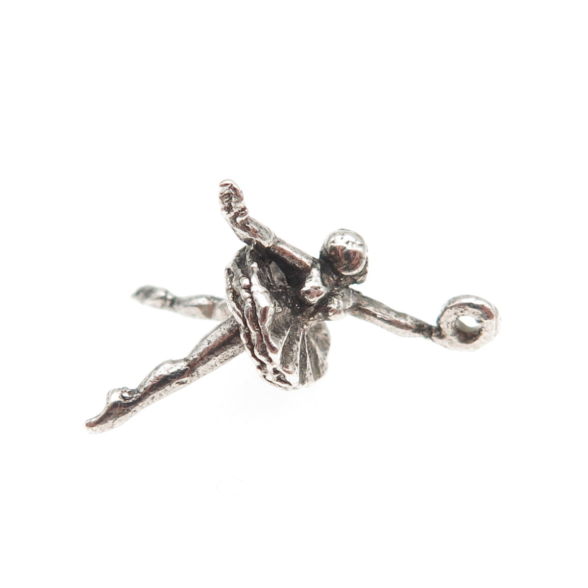 925 Sterling Silver Vintage Ballerina Oxidized 3D Mini Charm Pendant