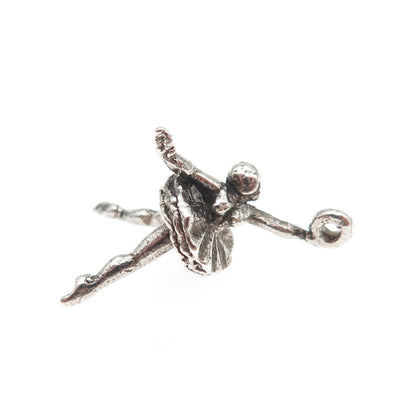 925 Sterling Silver Vintage Ballerina Oxidized 3D Mini Charm Pendant
