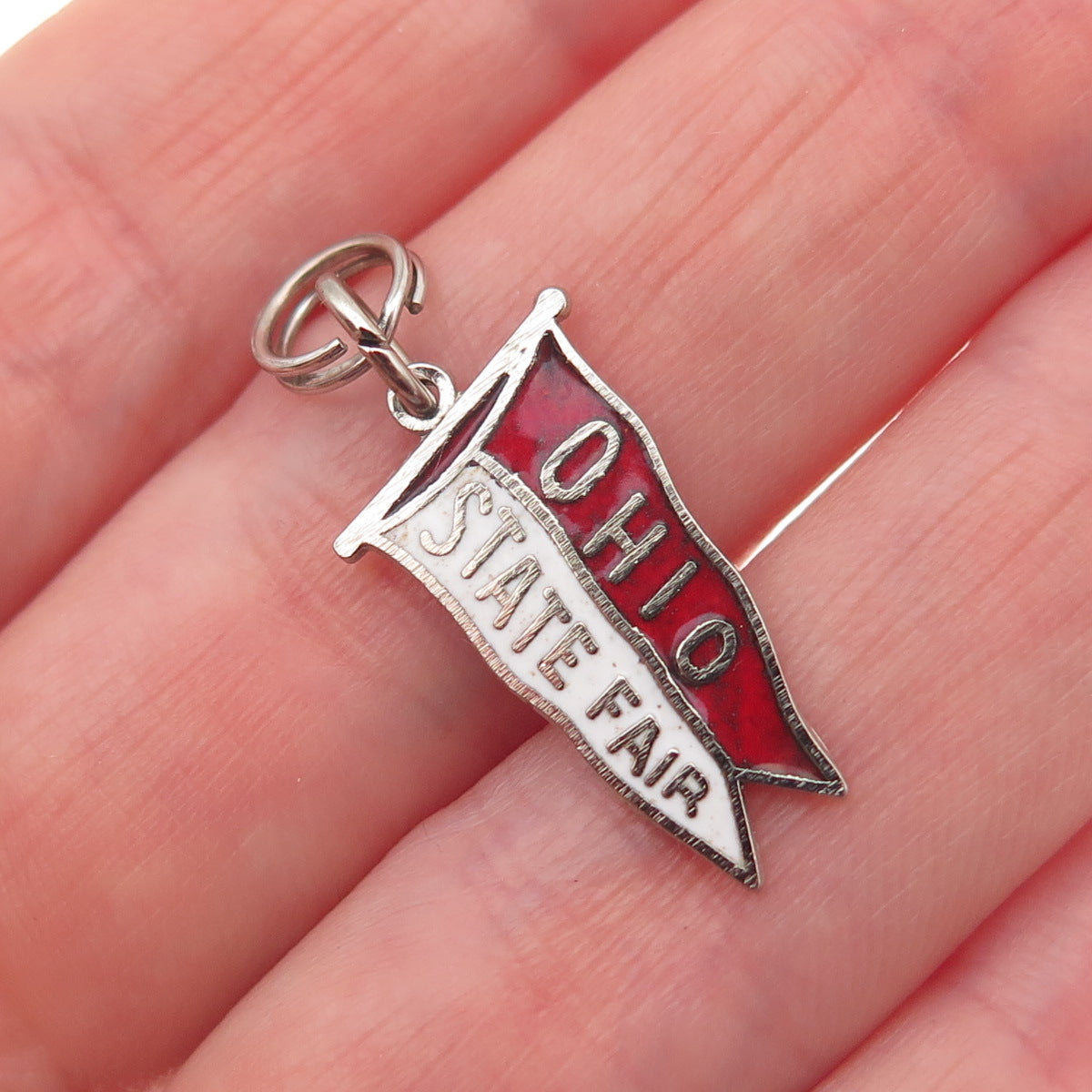 FRENCH & FRANKLIN 925 Sterling Vintage Enamel Ohio State Fair Mini Charm Pendant