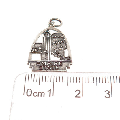 Fort Inc. 925 Sterling Silver Vintage Empire State NY Mini Charm Pendant