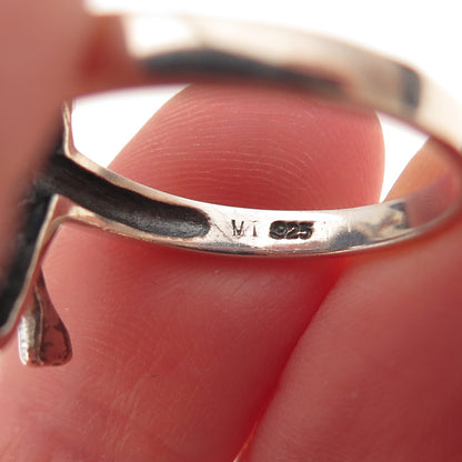 925 Sterling Silver Vintage Skull Crossbones Oxidized Biker Ring Size 10