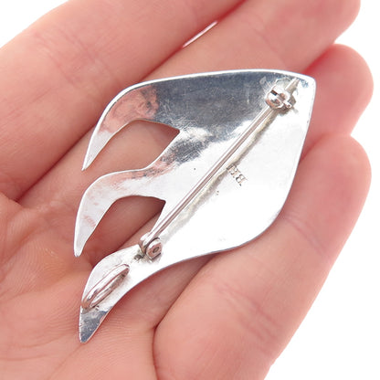 Bernhard Hertz 925 Sterling Silver Vintage Real Rhodonite Modernist Pin Brooch