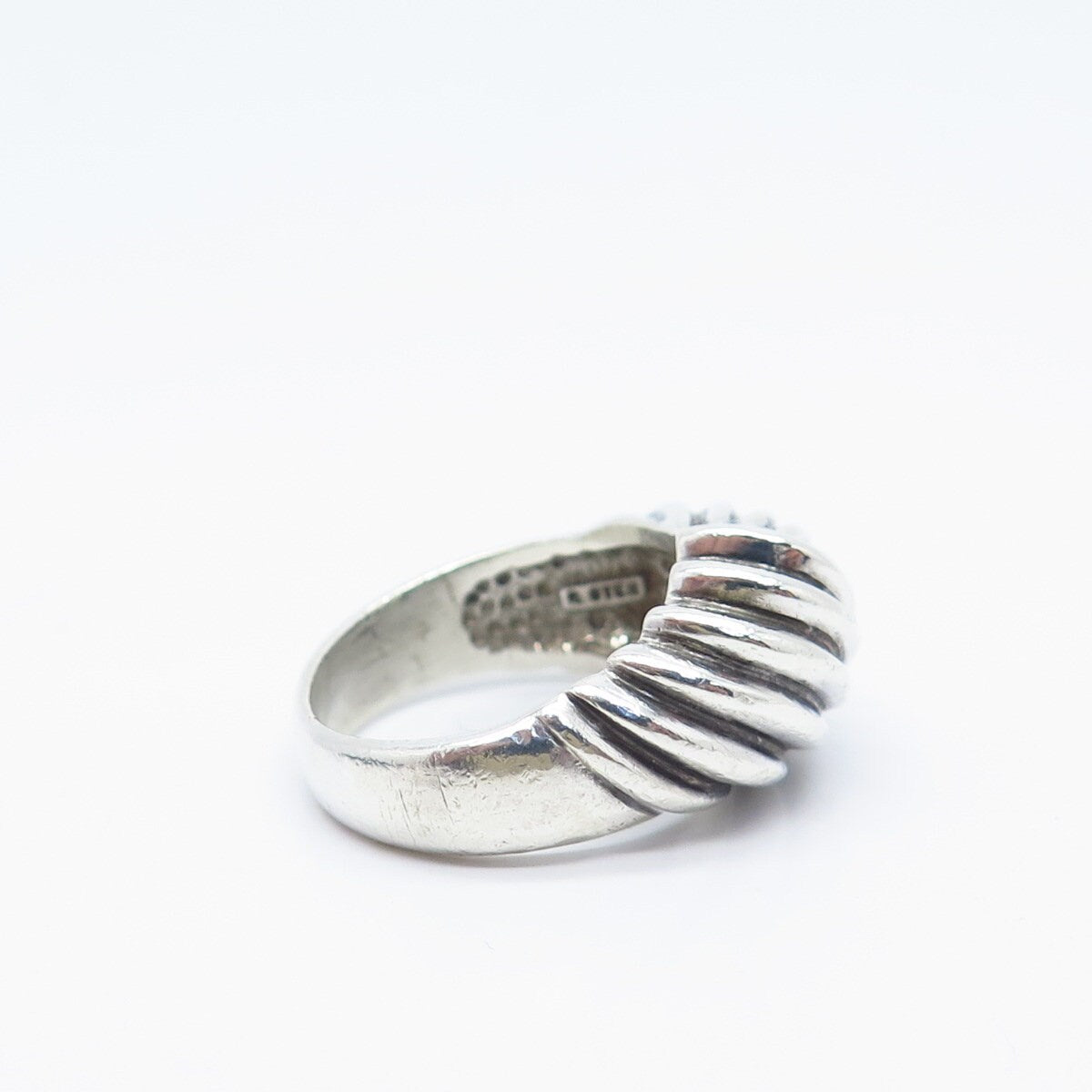925 Sterling Silver Vintage Ribbed Ring Size 6.75