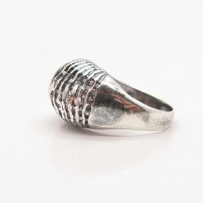 925 Sterling Silver Vintage Cage Domed Ring Size 6