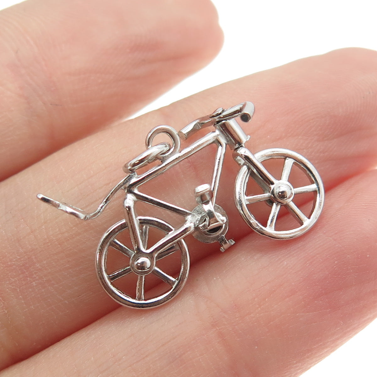 925 Sterling Silver Antique Art Deco Bicycle 3D Pendant