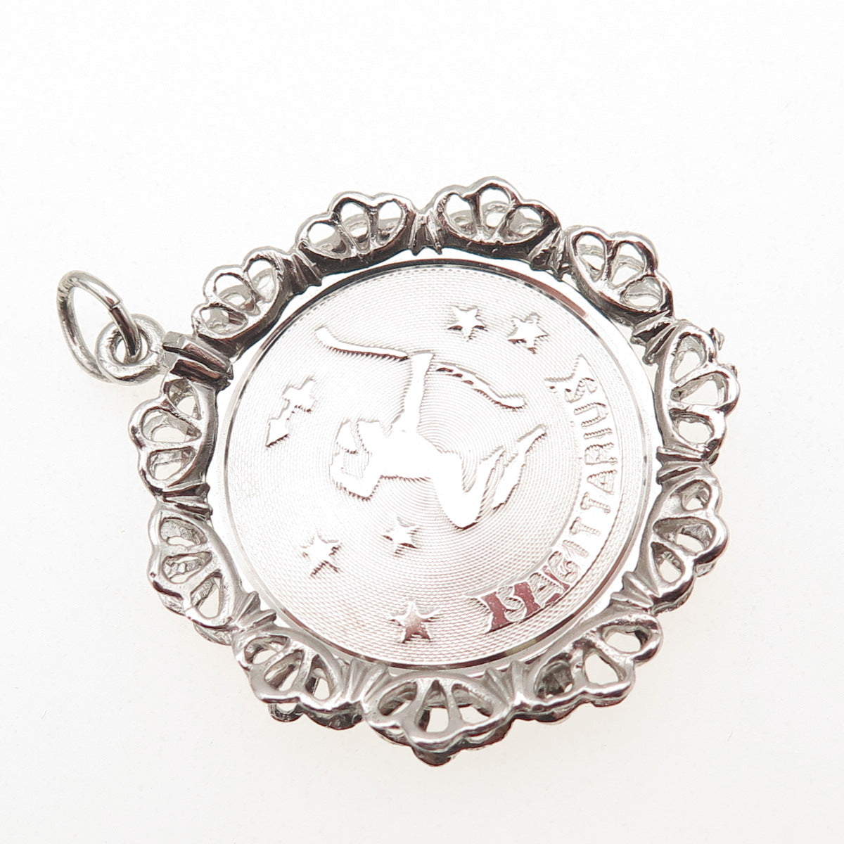 JAY POSON 925 Sterling Silver Vintage Sagittarius Zodiac Sign Charm Pendant