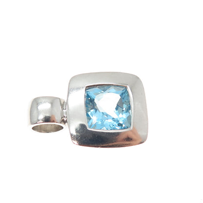 PB PAUL BRACKNA 925 Sterling Silver Vintage Blue Topaz Minimalist Charm Pendant