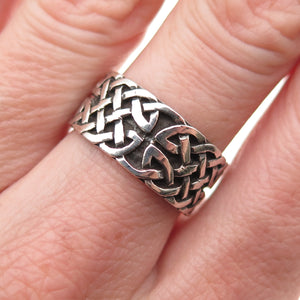 925 Sterling Silver Vintage Celtic Oxidized Band Ring Size 6.75