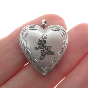 TRU-KAY 925 Sterling Silver Vintage "I Love You" Heart Locket Charm Pendant