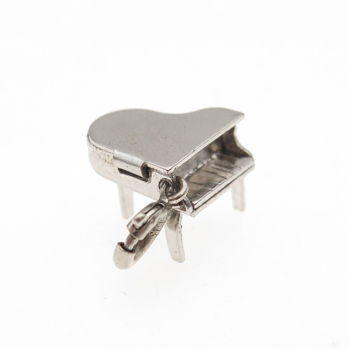 JEWELART Sterling Antique Art Deco Grand Piano Spring Ring Mini Locket Pendant