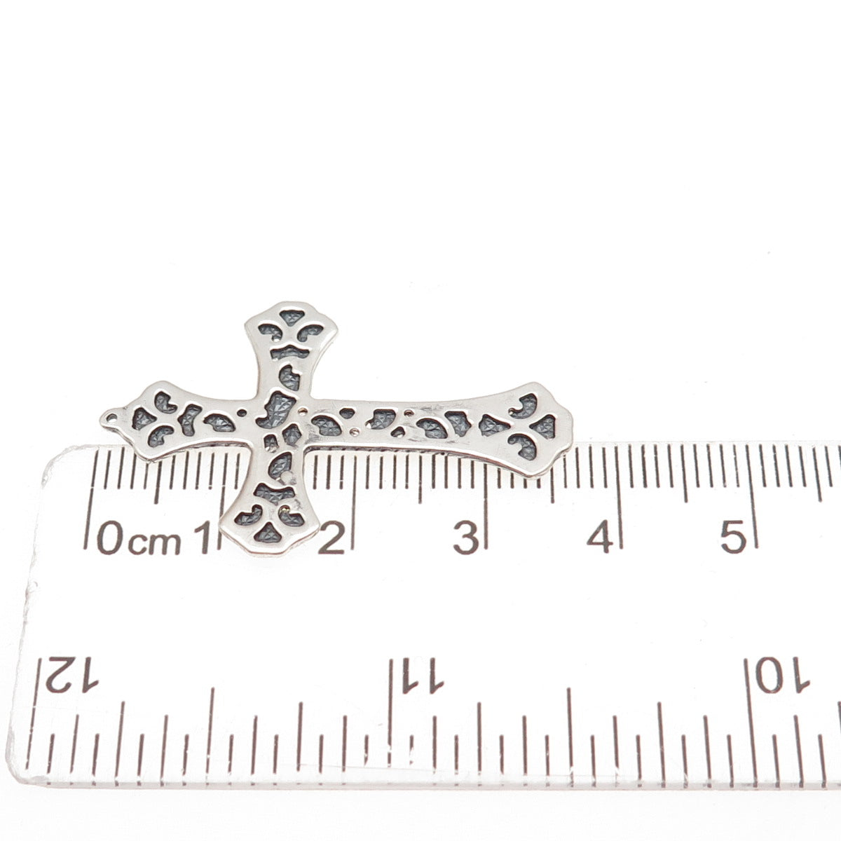 Chuck Clemency 925 Sterling Silver Vintage Cross Oxidized Charm Pendant