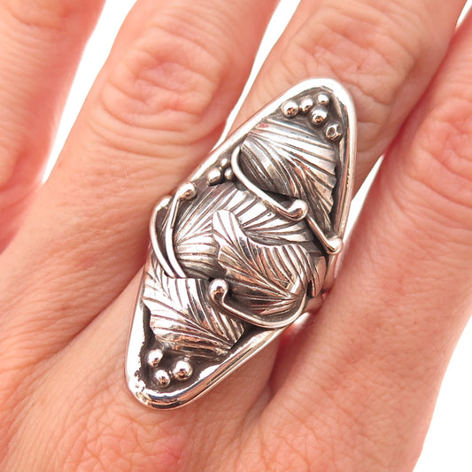Lee Charley Navajo Old Pawn 925 Sterling Silver Vintage Feather Ring Size 8.5