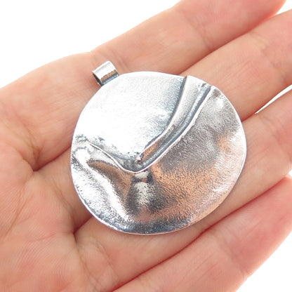 925 Sterling Silver Vintage Modernist Oxidized Slide Pendant