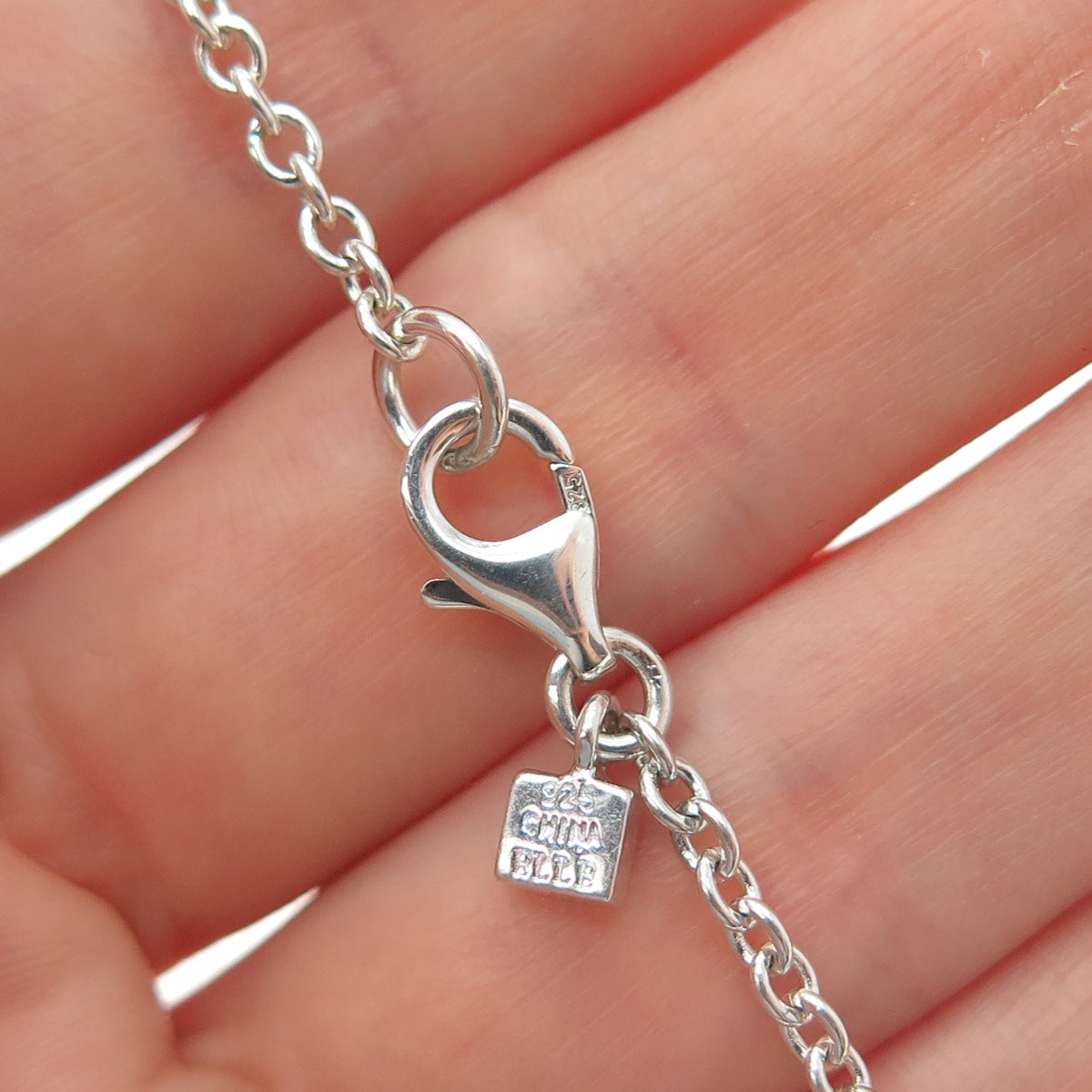 ELLE 925 Sterling Silver Vintage Real Ruby Modernist Cable Chain Necklace 24"