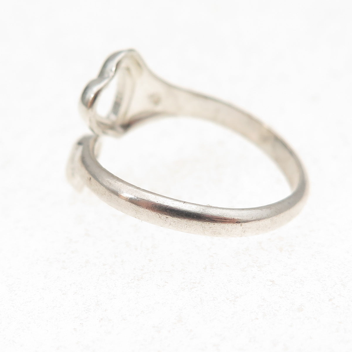925 Sterling Silver Vintage Heart Oxidized Adjustable Ring Size 7.25